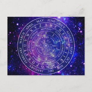 Pendulum Board Chart for Divination Game Purple Postcard