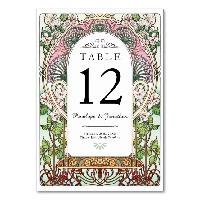 PENELOPE 01 A - Table Number Cards - Art Nouveau (Front)