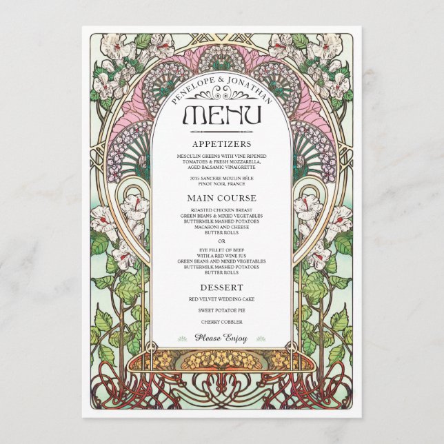 PENELOPE 01 A - Wedding Food Menu 2 (Front)