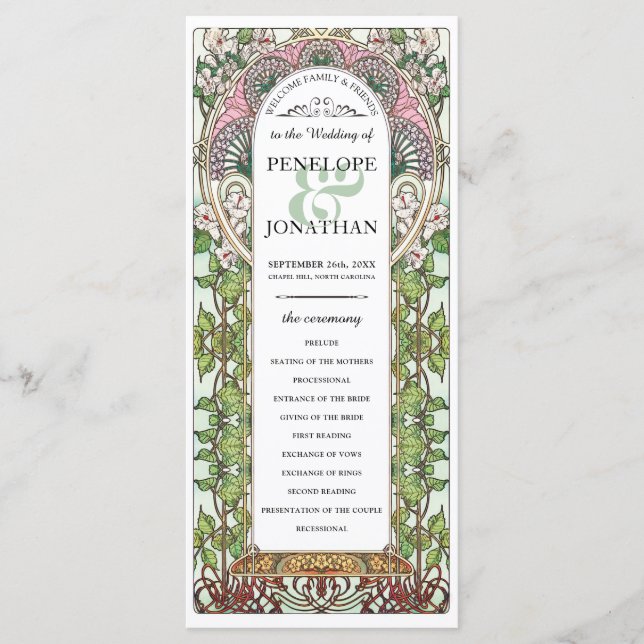 PENELOPE 01 A - Wedding Program - Art Nouveau (Front)