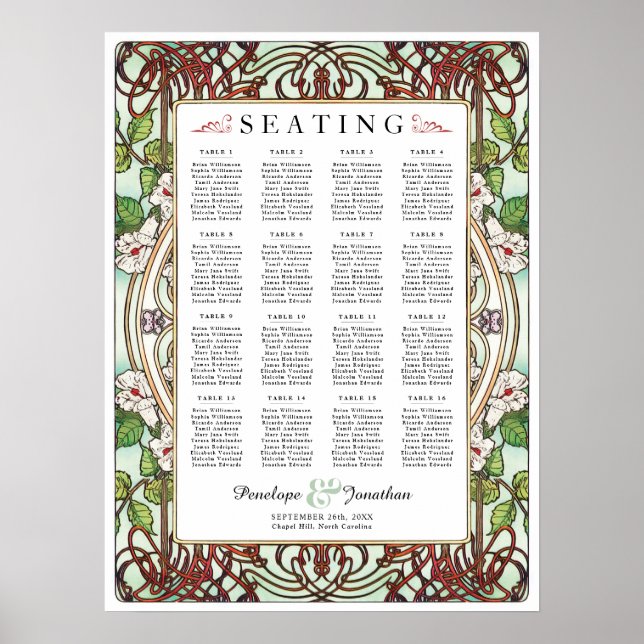 PENELOPE 01 A - Wedding Seating Chart - Medium (Front)