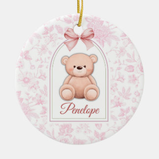 Penelope | Custom Pink Teddy Bear Nursery Design Ceramic Ornament