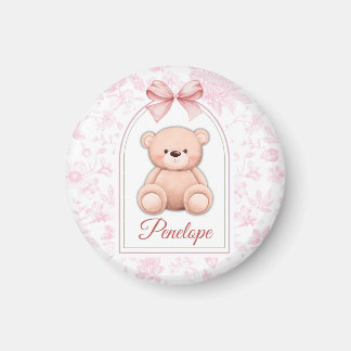 Penelope | Custom Pink Teddy Bear Nursery Design Magnet