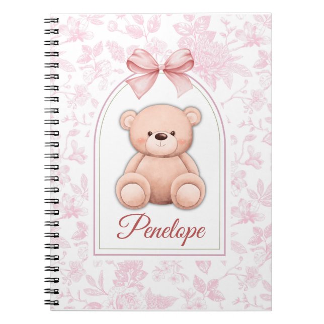Penelope | Custom Pink Teddy Bear Nursery Design  Notebook (Front)