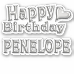 Penelope Happy Birthday silver sticker