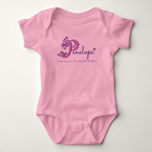 Penelope name and meaning baby girls clothing bodysuit (Front)