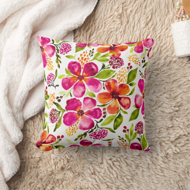 Penelope Watercolor Splatter & Flowers Reversible  Cushion (Blanket)