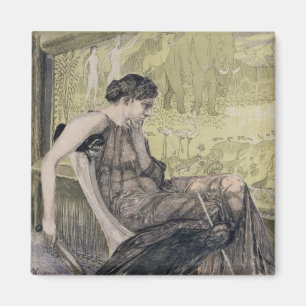 Penelope weaving a shroud for Laertes her father-i Magnet