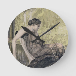 Penelope weaving a shroud for Laertes her father-i Round Clock