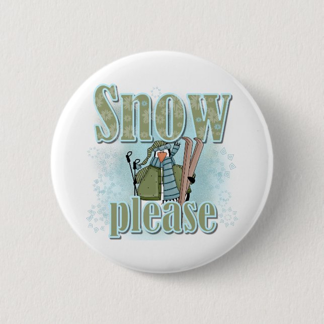 Pengin Ski Snow Please 6 Cm Round Badge (Front)