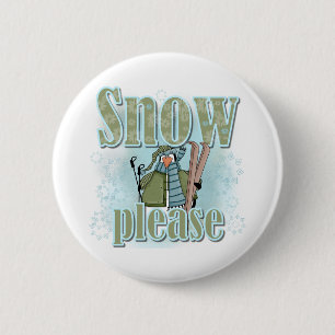 Pengin Ski Snow Please 6 Cm Round Badge