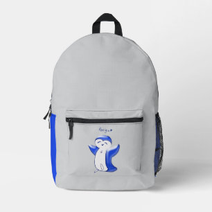 Pengu Happy Penguin Kids Blue-Grey Printed Backpack