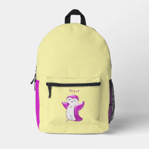 Pengu Happy Penguin Kids Pink-Yellow Printed Backpack