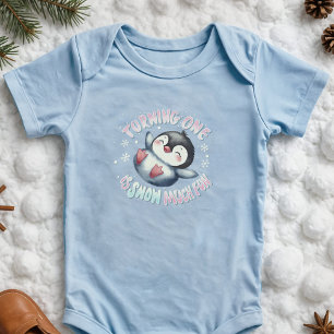 Penguin 1st Birthday Snow Much Fun Cute Winter Baby Bodysuit