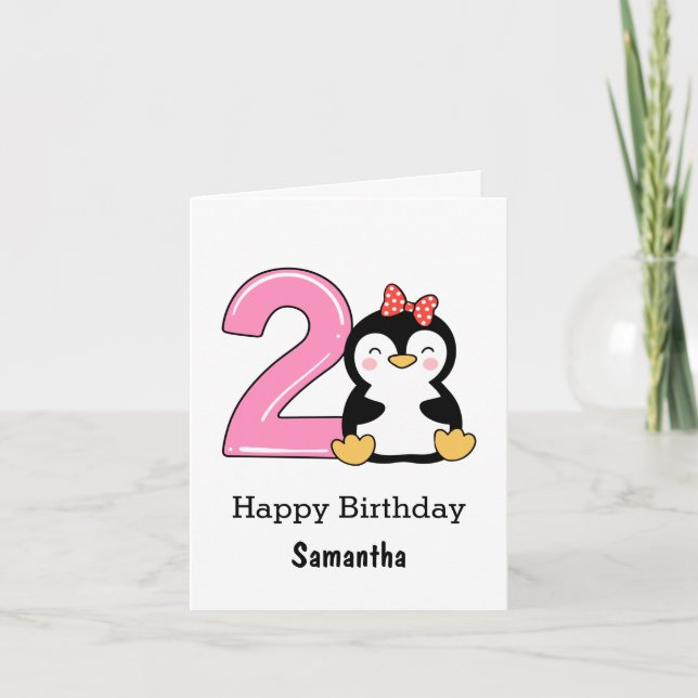 Penguin 2nd Birthday Card (Front)