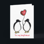 Penguin 30th birthday or any age boyfriend card<br><div class="desc">Personalized 30th birthday boyfriend penguin card.
The perfect romantic and illustrated card for a man or woman to their boyfriend when he reaches thirty years old.
The messages on the front and inside can be customized as desired and the age shown can also be changed.</div>