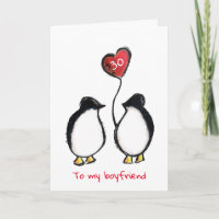 Penguin 30th birthday or any age boyfriend card