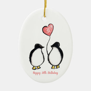 Penguin 30th wife birthday (or any age) ceramic ornament