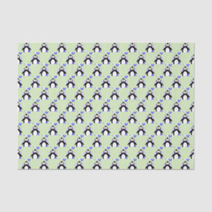 Penguin 3 year old blue green tissue paper