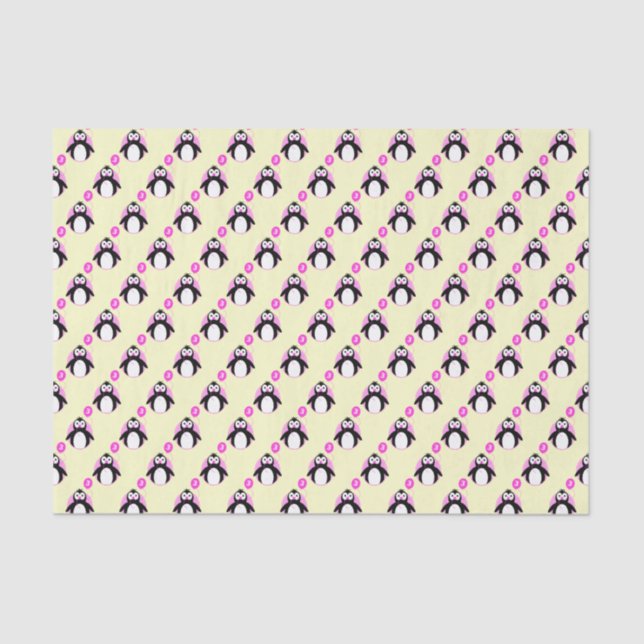 Penguin 3 year old pink cream tissue paper (Front)