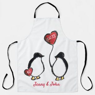 Penguin 40th ruby or any wedding anniversary apron