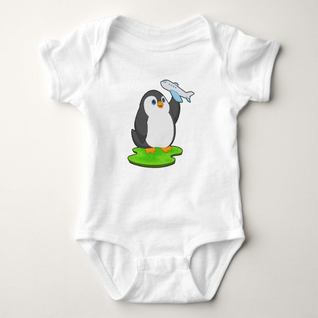 Penguin Airplane Baby Bodysuit (Front)