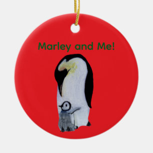 Penguin and Baby Ceramic Ornament