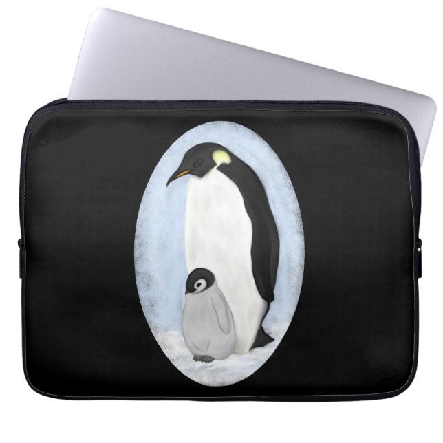 Penguin and Baby Laptop Sleeve (Front)