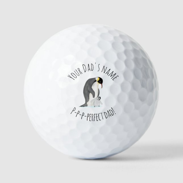 Penguin and chick 'perfect dad' golf ball (Front)