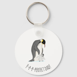 Penguin and chick 'perfect dad' key ring