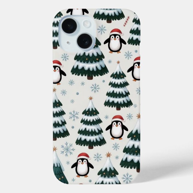 Penguin and Christmas Tree iPhone / iPad case (Back)