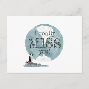 Penguin and Earth Day Miss You Teacher Postcard