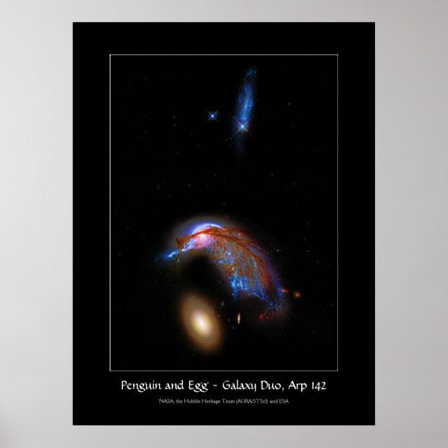 Penguin and Egg - Interacting Galaxy Duo, Arp 142 Poster (Front)