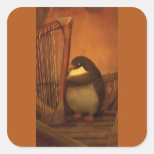 Penguin And Harp – A Quiet Moment Of Music Square Sticker