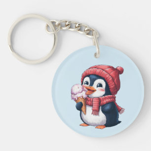 Penguin and Ice Cream Key Ring