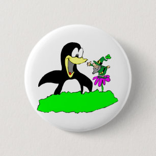 Penguin and Leprechaun 6 Cm Round Badge