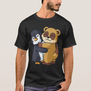 Penguin And Meerkat Cute Animal Lover Hugging Wome T-Shirt