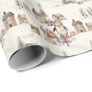 Penguin and Nutcracker Village Wrapping Paper