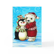 Penguin and polar bear Christmas