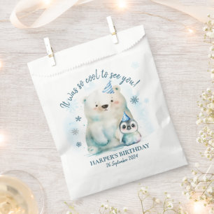 Penguin and Polar Bear Winter Birthday Favour Bag