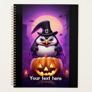 Penguin and pumpkin purple pink planner