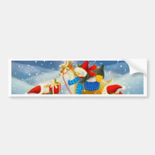 Penguin and Reindeer Bumper Sticker