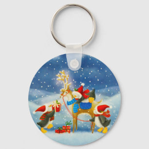 Penguin and Reindeer Key Ring