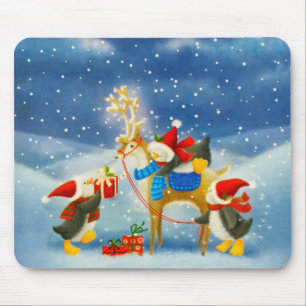 Penguin and Reindeer Mouse Pad
