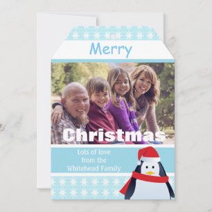 Penguin and Snowflakes Custom Photo Holiday Card