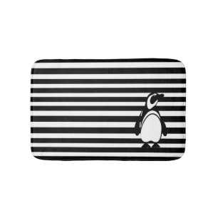 Penguin and Stripes Bath Mat