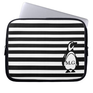 Penguin and Stripes Laptop Sleeve