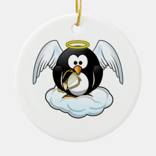 Penguin Angel Ceramic Ornament
