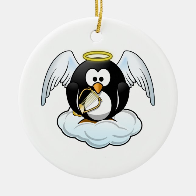 Penguin Angel Ceramic Ornament (Front)