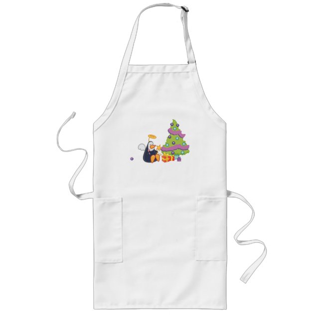 Penguin Angel Christmas Long Apron (Front)